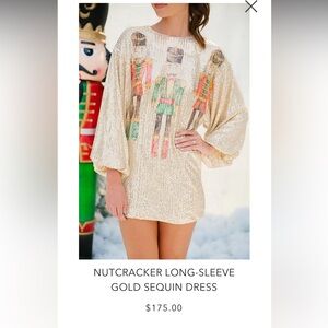 Judith March Nutcracker Long-Sleeve Gold Sequin Dress NEW, NEVER WORN